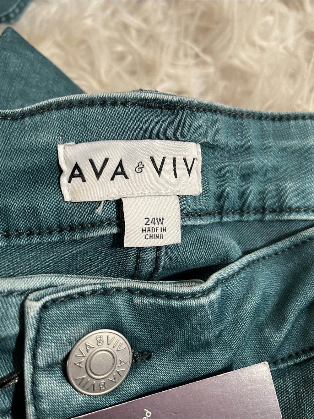 AVA & VIV Women's Teal Green and Blue High-Rise Skinny Denim Jeans Size 24W NEW - Picture 8 of 13